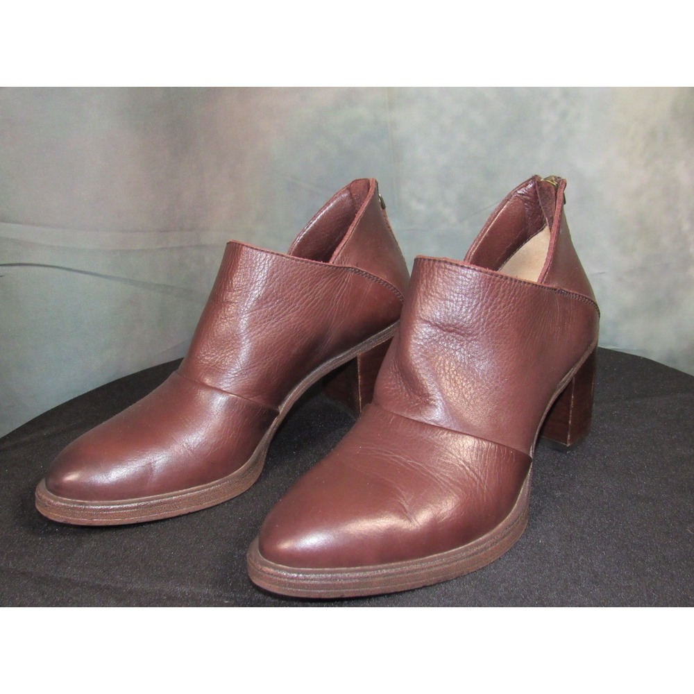 Johnston & Murphy Womens 8.5M Brown Leather Block Heel Ankle Booties - Picture 4 of 8